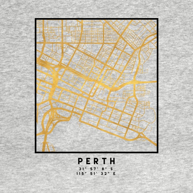 PERTH AUSTRALIA CITY STREET MAP ART by deificusArt
